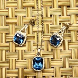 Blue Topaz Necklace & Earring Set